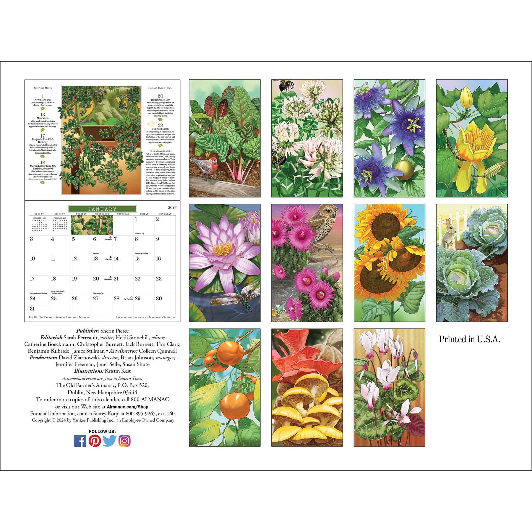 2026 Gardening Calendar Back