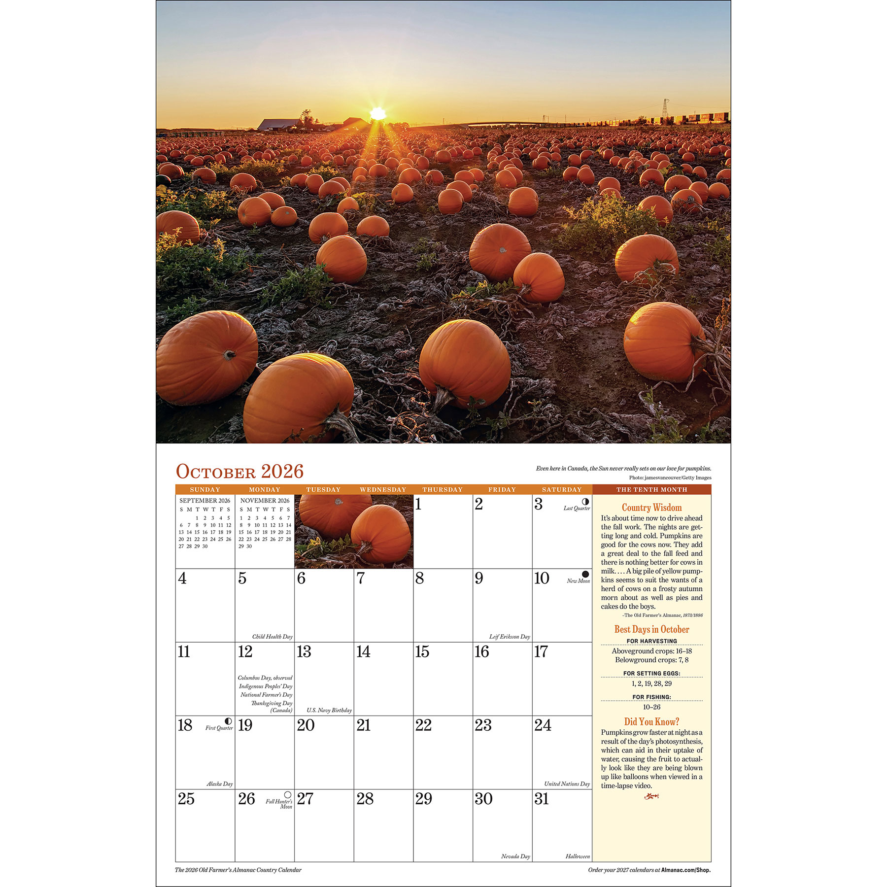 2026 Country Calendar Spread