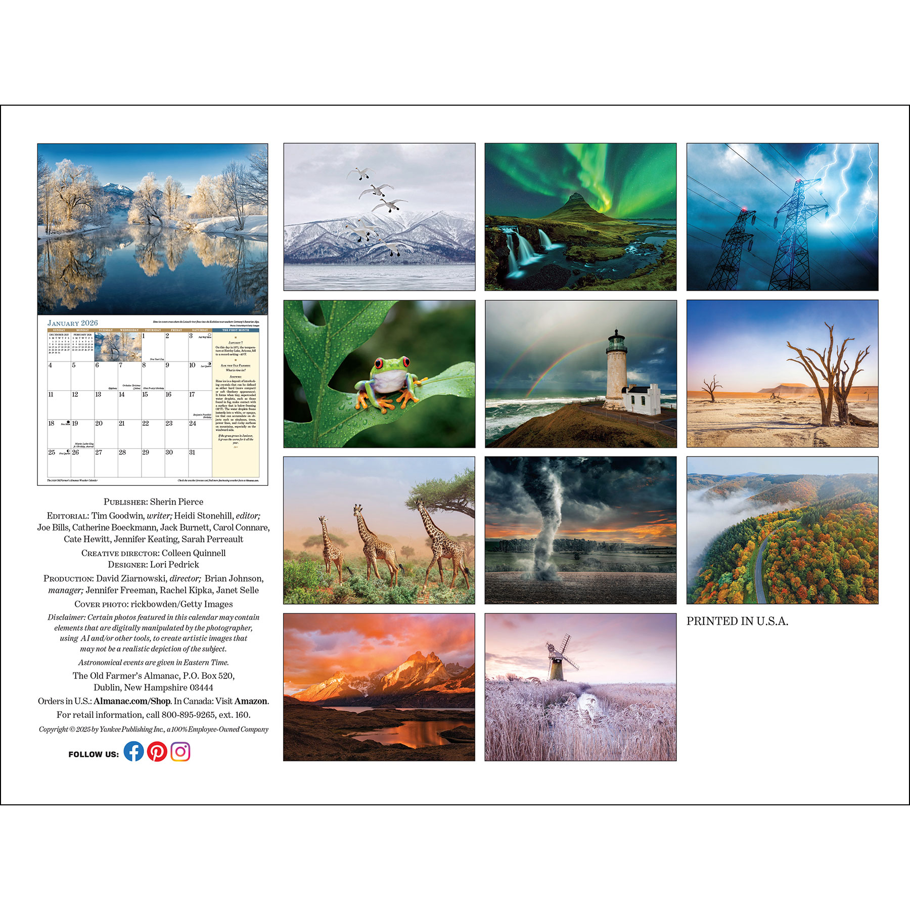 2026 Weather Calendar Back